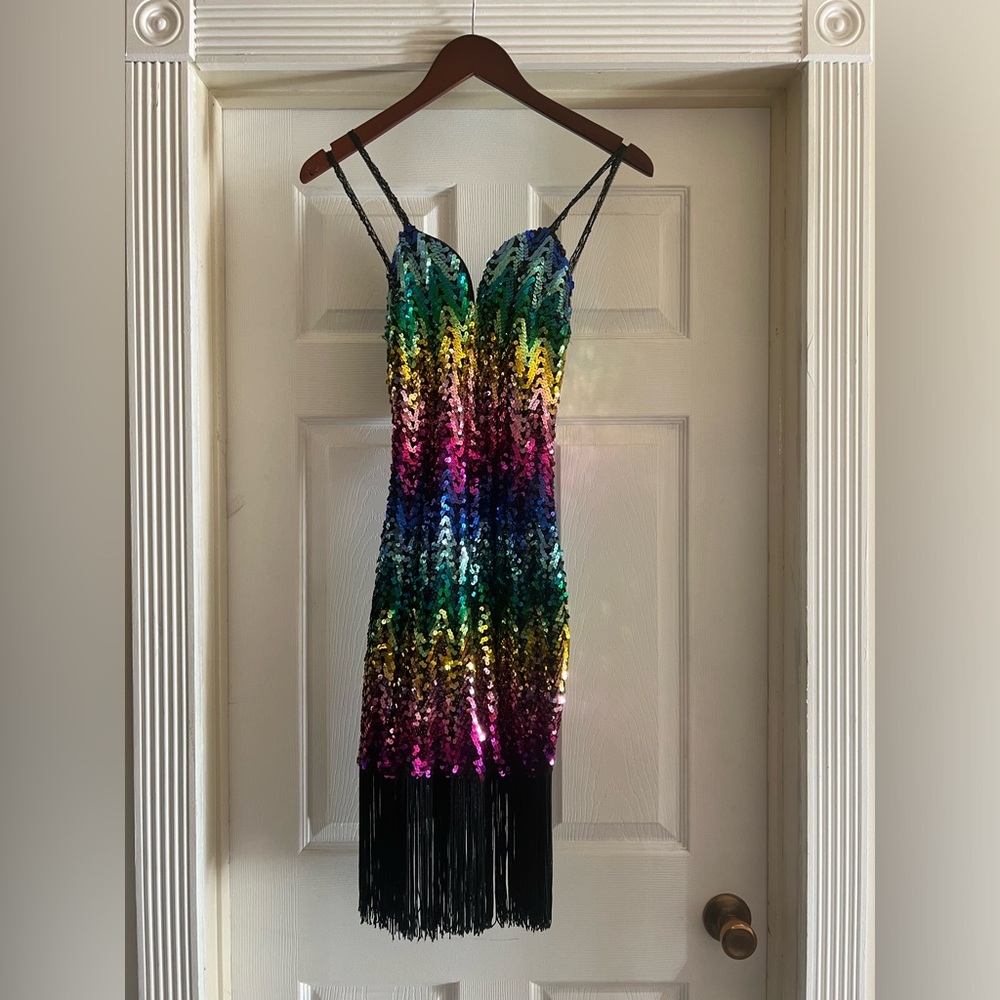 Vintage Climax Karen Okada for David Howard Rainbow Sequin Dress